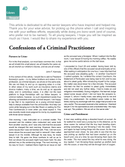 Confessions of a Criminal Practitioner