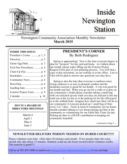Newington Community Association Monthly Newsletter March 2015