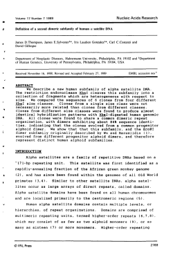 Definition of a second dimeric subfamily of human a satellite DNA