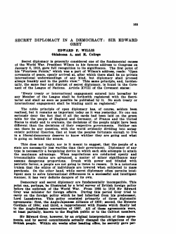 Secret Diplomacy in a Democracy