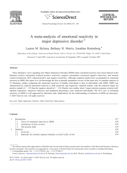 A meta-analysis of emotional reactivity in major depressive disorder