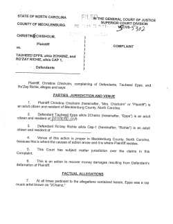 Plaintiff, Christina Chisholm, complaining of Defendants, Tauheed