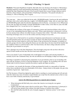 McCarthy Speech Questions - Thompson School District