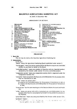 MAURITIUS AGRICULTURAL MARKETING ACT - -