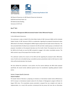 Board of Governors submission re Master of Management