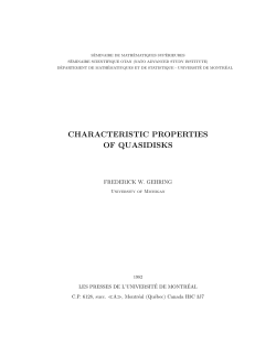 CHARACTERISTIC PROPERTIES OF QUASIDISKS