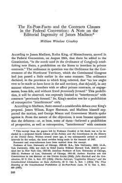 The Ex-Post-Facto and the Contracts Clauses in the Federal