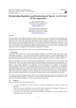 Broadcasting Regulation and Broadcasting In Nigeria
