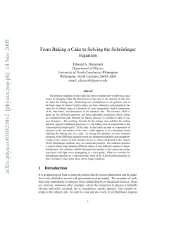 From Baking a Cake to Solving the Schrodinger Equation