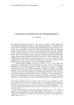 Integrating Private and Public in the Life of Maximilien Robespierre