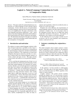 Logical vs. Natural Language Conjunctions in Czech - CEUR