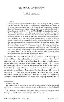 Heraclitus on Religion