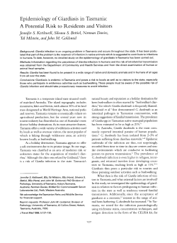 Epidemiology of Giardiasis in Tasmania: A Potential Risk to