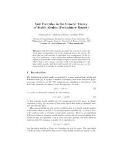Safe Formulas in the General Theory of Stable Models (Preliminary