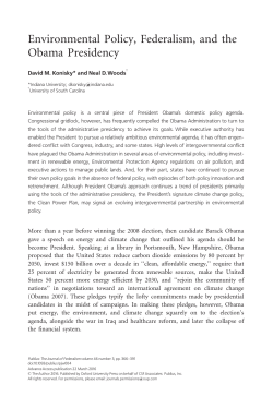 Environmental Policy, Federalism, and the Obama Presidency