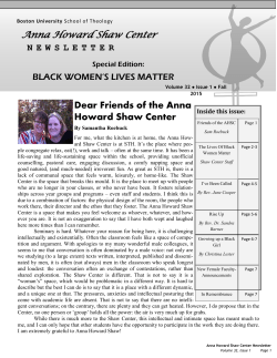 Dear Friends of the Anna Howard Shaw Center