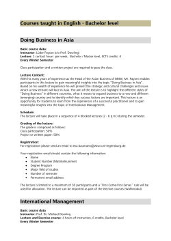 Courses taught in English - Bachelor level Doing Business in Asia