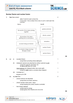 P2.6 Nuclear fission and nuclear fusion &ndash; mark