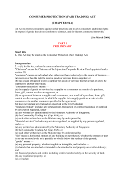 CONSUMER PROTECTION (FAIR TRADING) ACT (CHAPTER 52A)