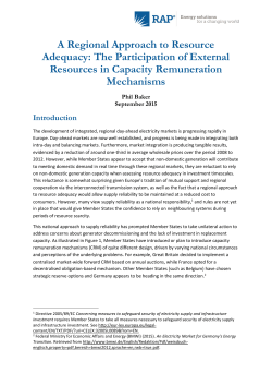 A Regional Approach to Resource Adequacy: The Participation of