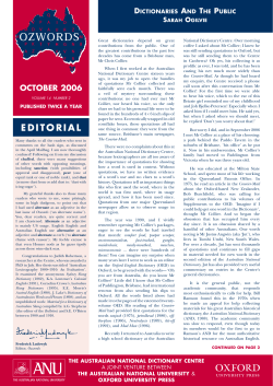 October 2006 - Australian National Dictionary Centre