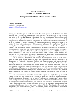 Special Contribution: Interview with Immanuel Wallerstein