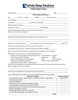 Patient Sleep Questionnaire Age: ______ Sex: M