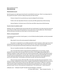 La Crosse Public Library Basic Computer Security 1 Basic Computer