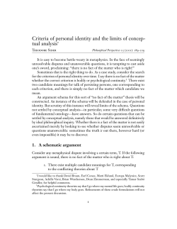 Criteria of personal identity and the limits of concep- tual