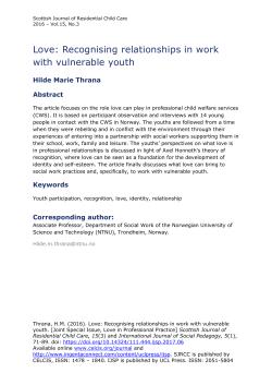 Love: Recognising relationships in work with vulnerable youth