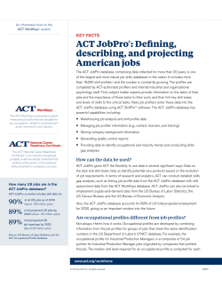 ACT JobPro&reg;: Defining, describing, and projecting American jobs