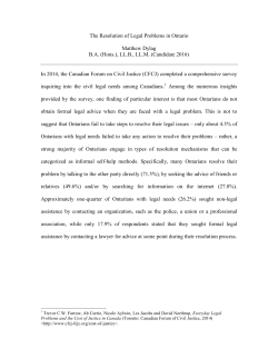 The Resolution of Legal Problems in Ontario
