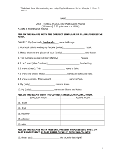 fill in the blanks with the correct singular or