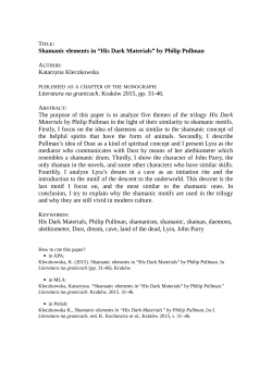 Shamanic elements in &ldquo;His Dark Materials&rdquo;