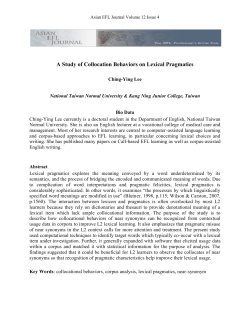 A Study of Collocation Behaviors on Lexical Pragmatics