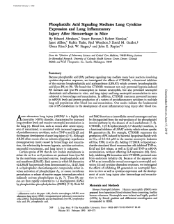 Phosphatidic Acid Signaling Mediates Lung Cytokine