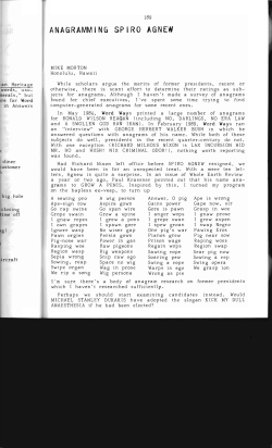 Anagramming Spiro Agnew - Digital Commons @ Butler University