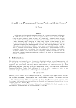 Straight Line Programs and Torsion Points on Elliptic Curves
