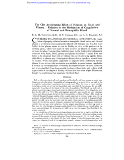 The Clot Accelerating Effect of Dilution on Blood and