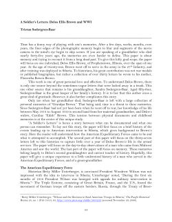 A Soldier`s Letters: Delos Ellis Brown and WWI Tristan Sodergren-Baar