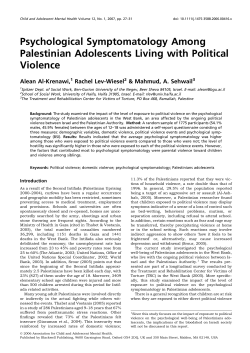 Psychological Symptomatology Among Palestinian Adolescents