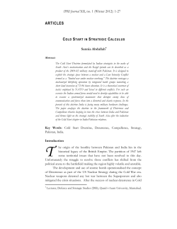 Cold Start in Strategic Calculus - Islamabad Policy Research Institute