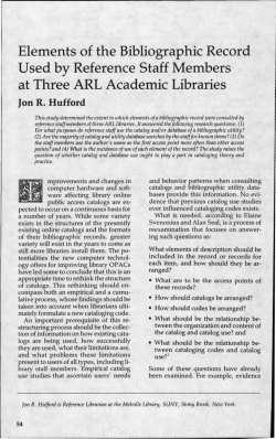 Elements of the Bibliographic Record Used by Reference Staff