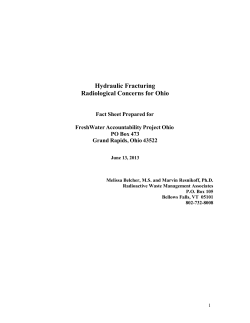 Hydraulic Fracturing Radiological Concerns for Ohio