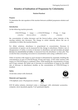 Kinetics of Iodination of Propanone by Colorimetry