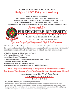 Firefi ghter`s ABC`s Entry Level Workshop