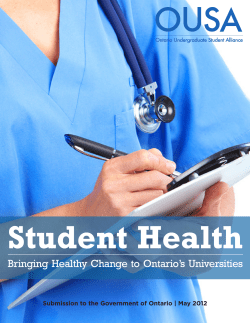 Bringing Healthy Change to Ontario`s Universities