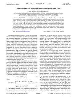 Modeling of Exciton Diffusion in Amorphous Organic Thin Films