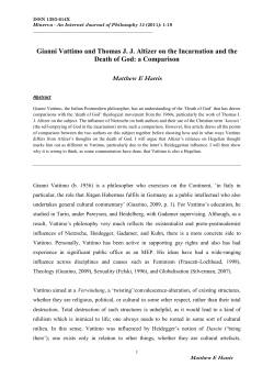 Gianni Vattimo and Thomas JJ Altizer on the Incarnation