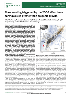Mass wasting triggered by the 2008 Wenchuan earthquake